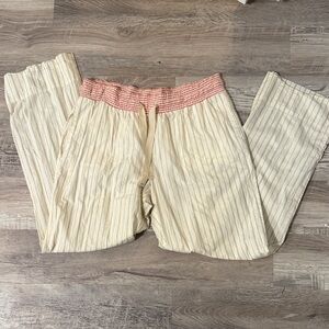 Anthropologie Cream and Pink Striped Pants